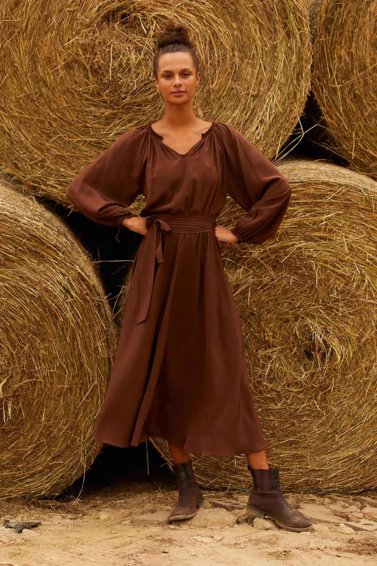 Soler Raquel Bea Peasant Midi Dress | Made to Order