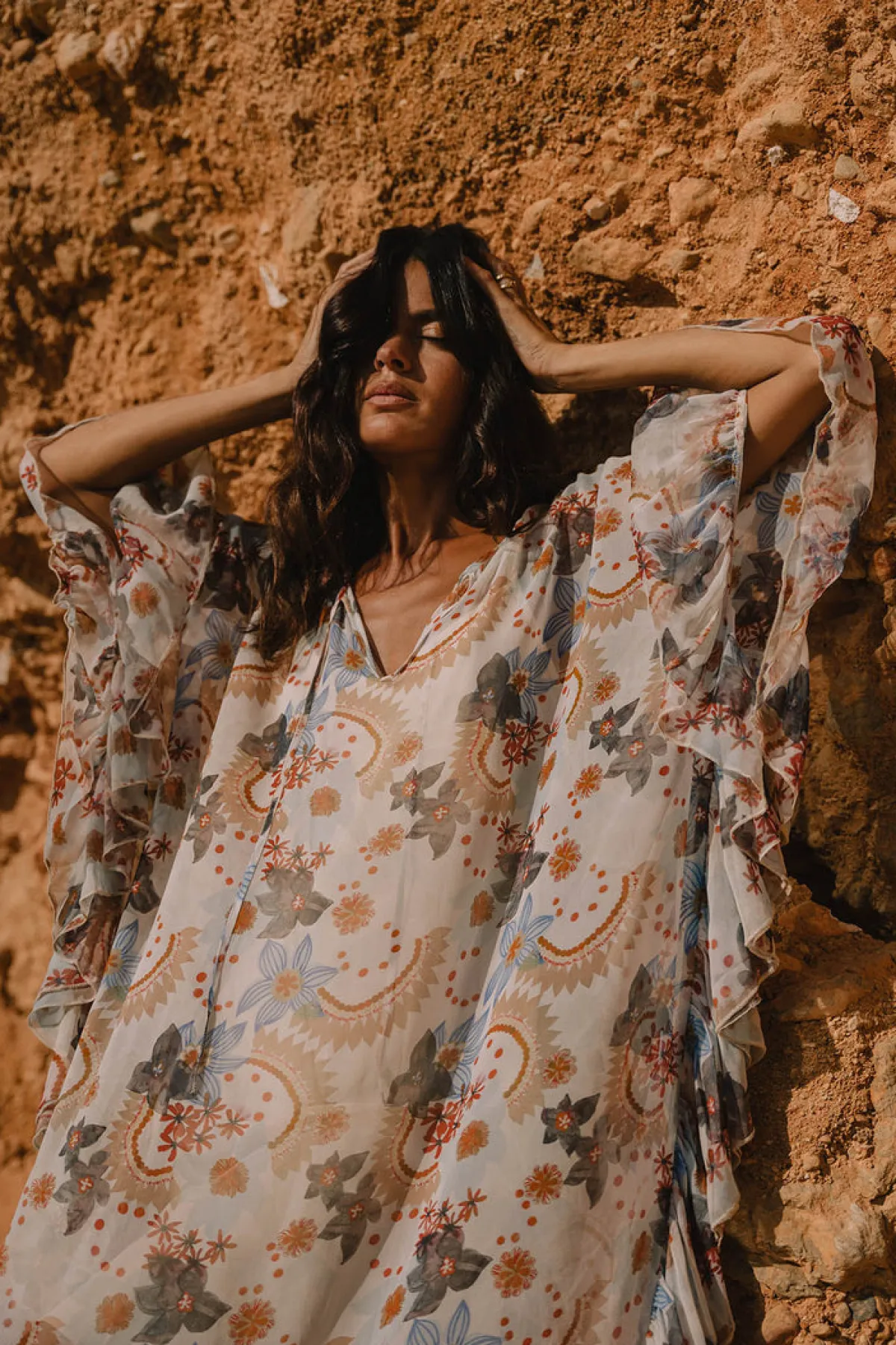 Soler Yasmine Frill Tie Maxi Kaftan